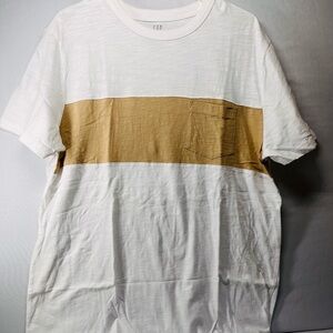 GAP White and‎ Tan Short Sleeve Tee